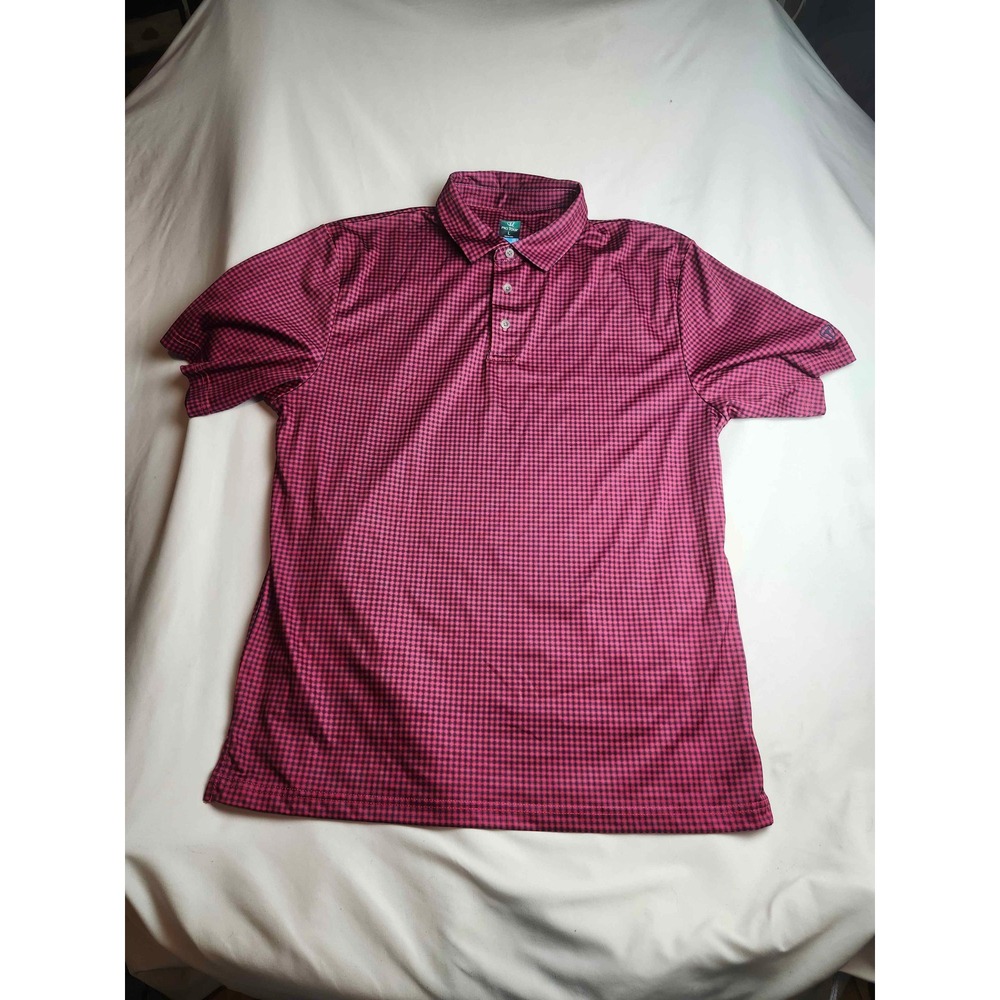 Pro Tour Coolplay Mens Large Golf Polo Shirt Red Blue Gingham Check Performance